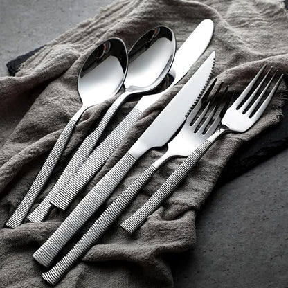 48-Piece Silverware Set,Stainless Steel Flatware Set with Steak Knives for 8,Include Knives Spoons and Forks Set,Tableware Cutlery Set for Home Kitchen Hotel Restaurant