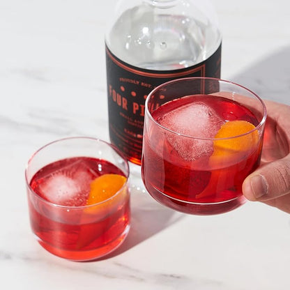Viski Raye Crystal Negroni Glasses, Lowball Cocktail Glasses Premium Crystal - Image 4