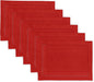 Solino Home Linen Cloth Placemats Set of 6-100% Pure Linen Hemstitch Red Placemats 14 x 19 Inch - Classic Hemstitch Table Place Mats for Valentines, Winter