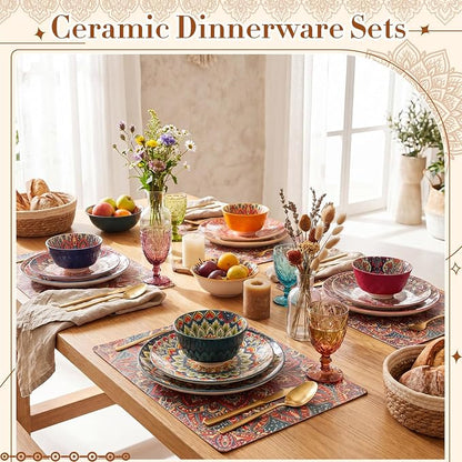 12 Pieces Ceramic Dinnerware Sets Porcelain Plates and Bowls Set Service - Image 4