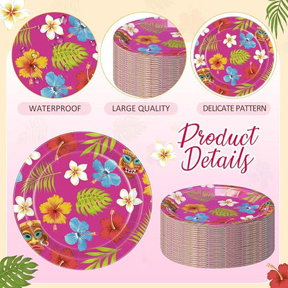 Gerrii 60 Pcs Hawaiian Tropical Luau Party Plates 7 Inch Summer Floral - Image 3