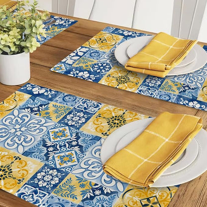 Moroccan Blue Ceramic Tile Placemats Set of 4 | Vintage Italian Amalfi Coast - Image 6