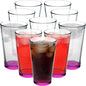 DISCOUNT PROMOS Beer Pint Glasses 16 oz. Set of 10, Bulk Pack - Heavy Duty Glassware for Restaurant, Thick Base and Walls, Stackable - Pink