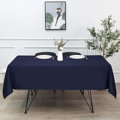 sancua Square Tablecloth - 60 x 60 Inch - Water Resistant Spill Proof Washable Polyester Table Cloth, Decorative Fabric Table Cover for Dining Tables, Buffet Parties and Camping, Navy