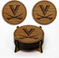 LazerEdge Virginia Cavaliers Wooden Coaster Set - Cherry Wood - Officially Licensed Product - 4-Pack
