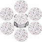 Acejoz Drink Coasters with Holder, Set of 6, Terrazzo Pattern, Ceramic, Round, 4 Inches