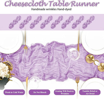 20 Pack Lilac Cheesecloth Table Runner 10FT Long Boho Gauze Fabric Table Runner - Image 4