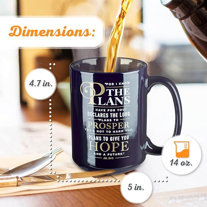 Christian Art Gifts Navy Blue Ceramic Coffee Mug – 14 oz. Microwave and - Image 2
