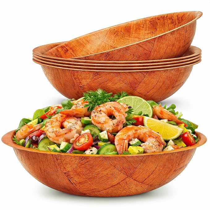 HYQO Wooden Salad Bowls Set of 6, Lightweight & Sturdy, 7.9 In | Wooden Bowls by HYQO