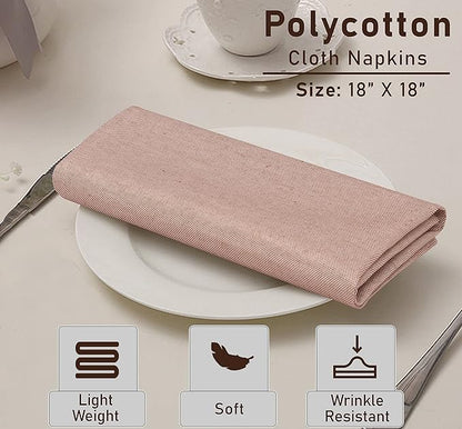 Ruvanti Cloth Napkins Set of 12, 18x18 Reusable Napkins Cloth Washable, Soft & Durable Table Napkin, Poly Cotton Fabric Dinner Napkins for Parties, Christmas, Thanksgiving, Weddings - Rust