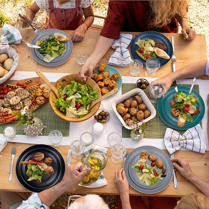 Supernal 32pcs Wheat Straw Dinnerware Sets,Plastic Plates and Bowls Sets for 8,Unbreakable Plates and Bowls Sets Dishwasher Safe Fun Colors Perfect for Cooking Family Camping Picnics