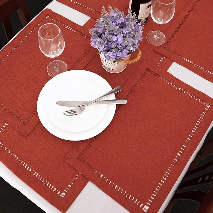 Grelucgo Handcrafted Solid Cinnamon Color Dining Table Placemats - Image 3