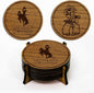 LazerEdge Wyoming Cowboys Wooden Coaster Set - Cherry Wood - Officially Licensed Product - 4-Pack