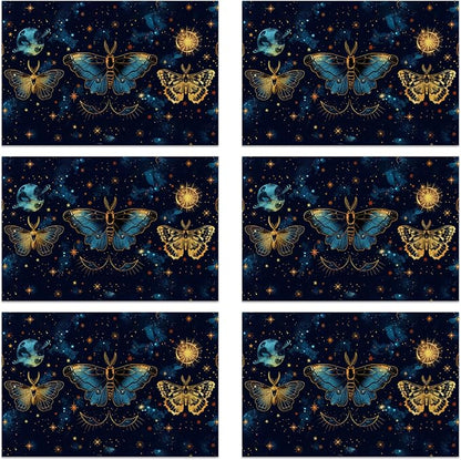 Watercolor Butterfly Starry Sky 12x18 Inch Placemats Set of 6 - Waterproof, Non-Slip & Washable Table Mats for Kitchen & Dining Table Placemats