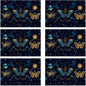 Watercolor Butterfly Starry Sky 12x18 Inch Placemats Set of 6 - Waterproof, Non-Slip & Washable Table Mats for Kitchen & Dining Table Placemats