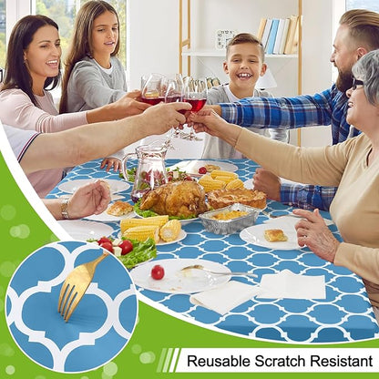 Smiry Rectangle Table Cloth, Waterproof Vinyl Tablecloth with Flannel Backing for Rectangle Tables, Wipeable Spillproof Plastic Tablecloths for Dining, Camping and Indoor (54"x108", Light Blue)
