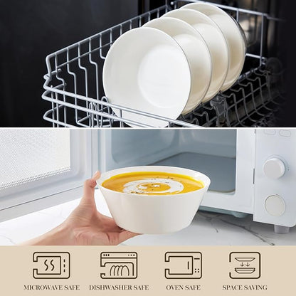 MALACASA 35 OZ Soup Bowls Set of 4, Kitchen Essential, Dishwasher Microwave Safe - Image 4