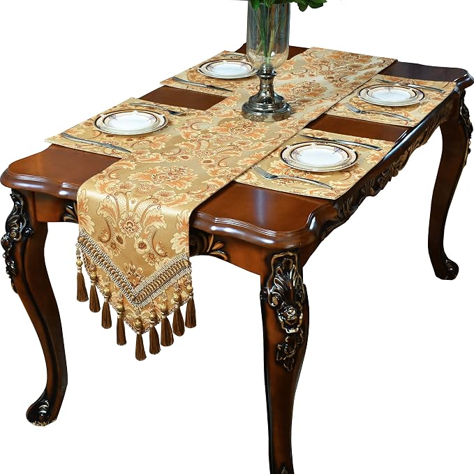 Luxury Velvet Gold Table Runner 72 Inches Long by NYSMXF