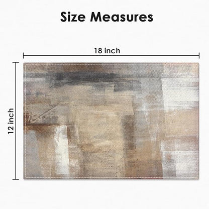 Emvency Farmhouse Placemats Set of 4, 12x18 Inch Modern Abstract White and Brown Art Painting Table Mats for Outdoor Home Party Kitchen Dining Decoration