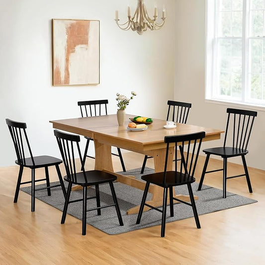 DUHOME Windsor Dining Chairs Set of 6,Farmhouse Style Spindle Back Wood Dining Room Chairs Wooden Kitchen Chair for Home Kitchen,Living Room,Bistro
