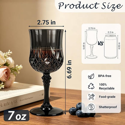 48Pack Plastic Wine Glasses, 7oz Vintage Goblets - Image 5