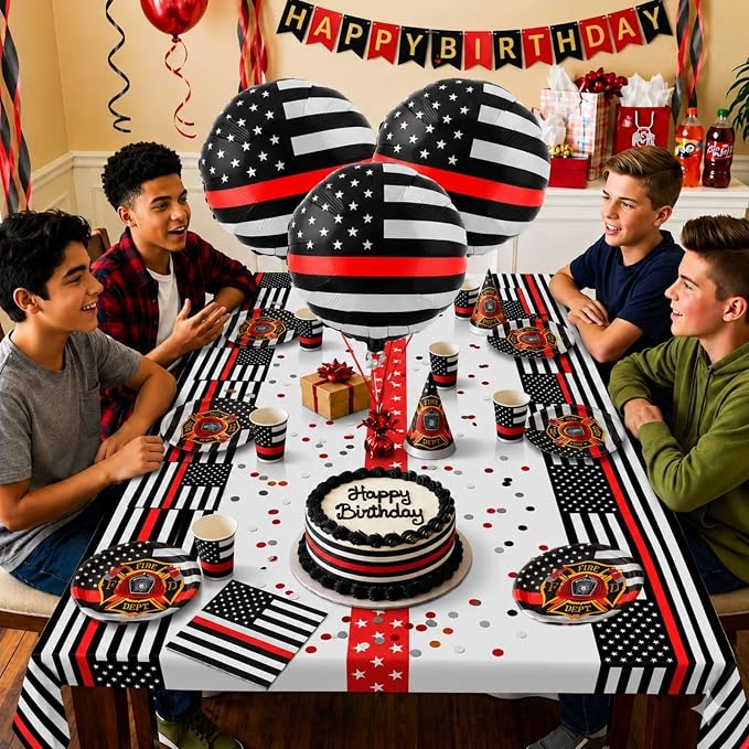 Firefighter Thin Red Line Party Set-16 Guests-Plates & Napkins-Havercamp | - Image 6