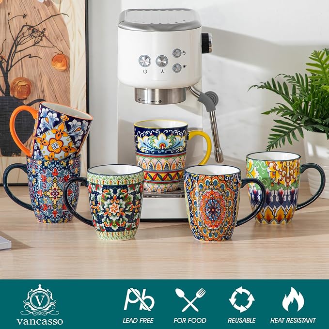 vancasso SIMI 12 oz Coffee Mugs Set of 6, Ceramic Mug - Image 3