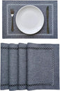 Placemats Set of 4 for Dining Table with Hollow Edge Design- Table Mats 12x 18 Inch, Cloth Place mats Machine Washable (Grey 4pcs)
