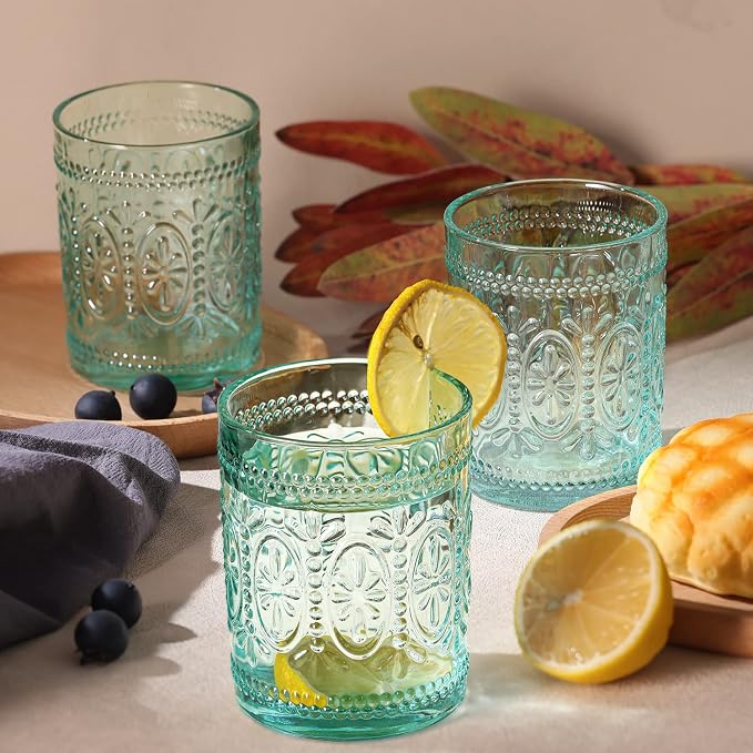 Darlion Vintage Glassware, 10oz Green Glass Cups | Food Grade Glass, Lead-Free - Image 6