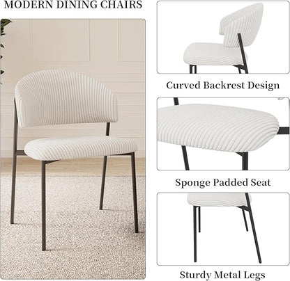 43.3 Inch Round Dining Table Set for 4, Modern Small Kitchen Coffee Set for Dining Room Kitchen Apartment (Walnut Table + 4 White Shell Chairs)