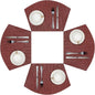 SHACOS Small Round Table Placemats Set of 4 Wedge Placemats Burgundy Red Heat Resistant Table Mats Wipe Clean (4, Burgundy Red)
