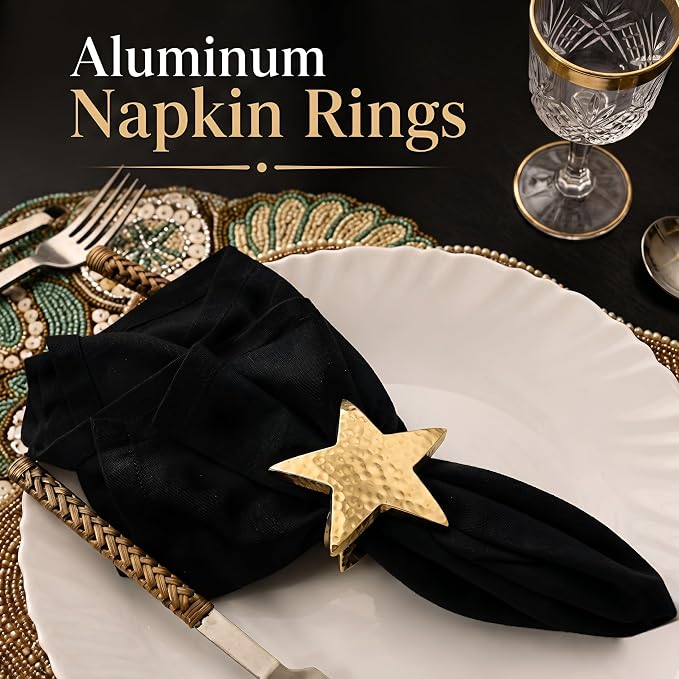 Star Napkin Holders, Durable Aluminum Napkin Rings Set of 6 - Image 2