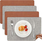 Myir JUN Reversible Vinyl Placemats Set of 4, Faux Leather Place Mats Dual Sided Waterproof Wipeable, Heat-Resistant Table Mats for Kitchen Dining Indoor Outdoor (12" x 17", Light Gray Reddish Brown)