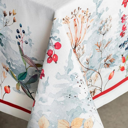 Maison d' Hermine Table Cloth Rectangle Table 100% Cotton 54 x 72 Inches Fall Tablecloth Reusable Everyday Use for Thanksgiving Christmas Decorations Dining Farmhouse Party (Morzine)