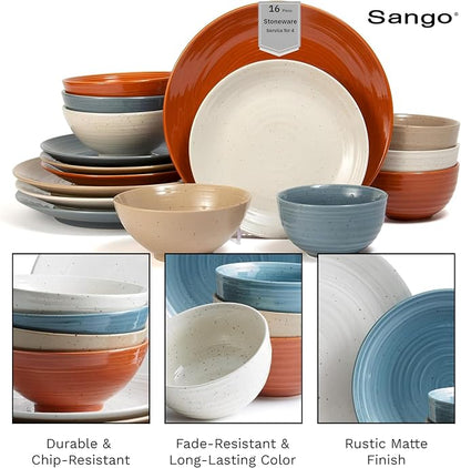 Sango Siterra Painter's Palette 16-Piece Stoneware Dinnerware Set - Image 3