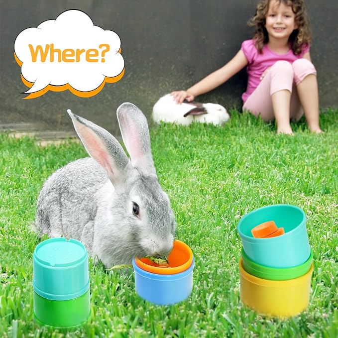 8 Pcs Stacking Cups for Bunny, Rainbow Colored Reusable Rabbits Bunny Toys | - Image 6