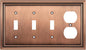 Henne Bery Sunken Pearls Heavy Duty Decorative Wall Plate Switch Plate Outlet Cover (Triple Toggle/Single Duplex, Antique Copper)