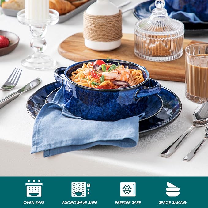 vancasso Starry French Onion Soup Bowls, 30 Oz Soup Crocks Set of 4 | Stoneware - Image 4