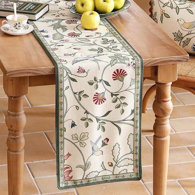 bilin gaier Designer French Linen Table Runner, Floral Pattern, Dining Table - Image 7