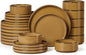 Herogo 24 Pieces Stoneware Dinnerware Set for 8, Ceramic Dinner Dishware Sets for Home Kitchen, Plates and Bowls with Rustic Terracotta Bottom, Dishwasher & Microwave Safe, Earthen Brown
