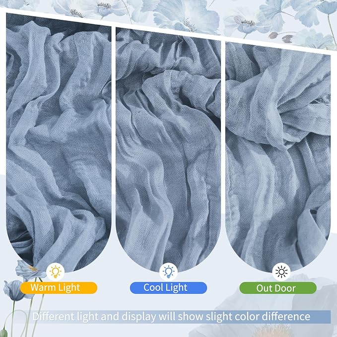 Showgeous 4 Pack Dusty Blue Cheesecloth Table Runner, 17 x 108 Inches | Boho - Image 7