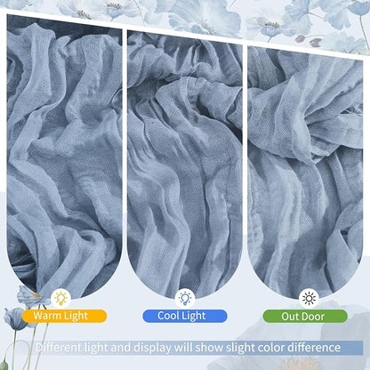 Showgeous 4 Pack Dusty Blue Cheesecloth Table Runner, 17 x 108 Inches | Boho - Image 7