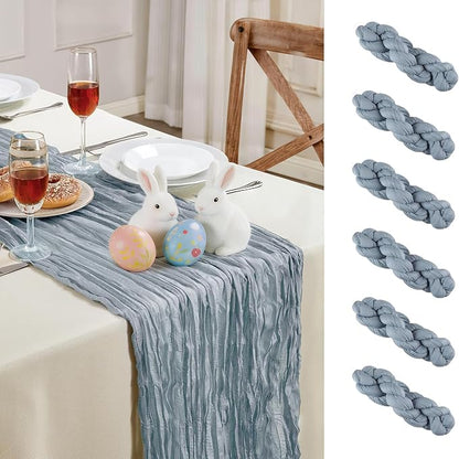 AGIRL 6 Pack Dusty Blue Cheesecloth Table Runner 10FT Boho Home Decor | Rustic - Image 2