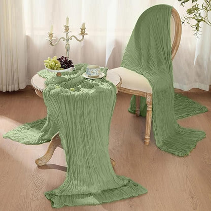 12 Pack Sage Green Cheesecloth Table Runner Boho Gauze Home Decor | 120 Inch - Image 9