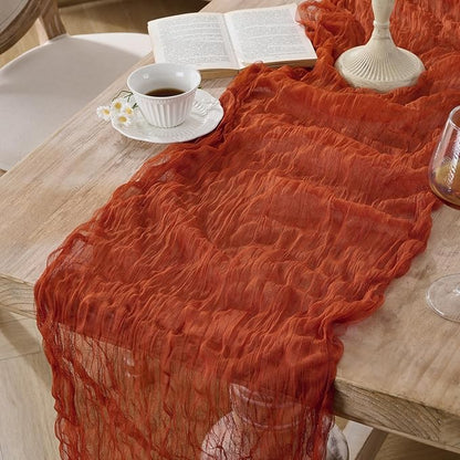 12 Pack Terracotta Fall Cheesecloth Table Runners, 120 Inch 10Ft Orange Gauze - Image 4