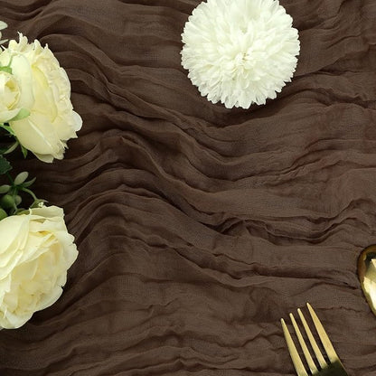 6 Pack Brown Cheesecloth Table Runner 35 x 120 Inch | Boho Gauze Fabric - Image 3