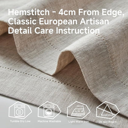 100% Pure French Linen Table Runner 90 Inches Long, Natural Hemstitch Tablecloth - Image 7