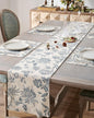 jinchan Blue Floral Linen Table Runner 13 x 72 Inch Farmhouse | Solid color by JINCHAN
