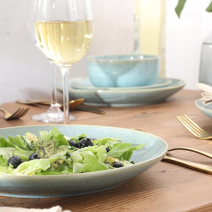 Gibson Elite Pine Coast Plates and Bowls Sets, 12-Piece Stoneware Dinnerware - Image 2