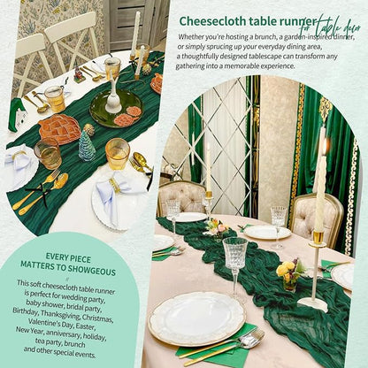 4 Pack Cheesecloth Table Runner 10FT Emerald Green Table Runner Boho Gauze - Image 8